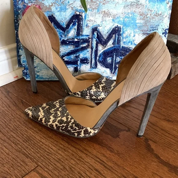 L.A.M.B. (Gwen Stefani) Snakeskin Pattern Pointed Toe Leather 9.5M D’orsay Heels - Picture 16 of 16